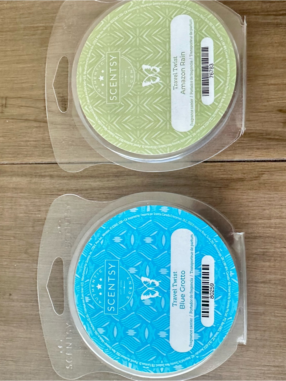 Scentsy Travel Twist Wax Melts - Blue Grotto & Amazon Rain